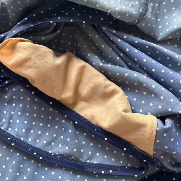 LL Bean one piece Swim Dress Swimsuit bathing suit Navy Blue white Polka Dot 14 - Picture 8 of 12